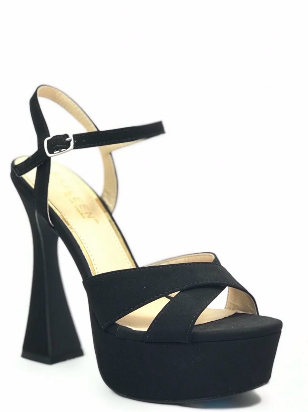 Kayleen Black Platform Ankle-Strap High Heel Sandal Sz 7.5 nwb